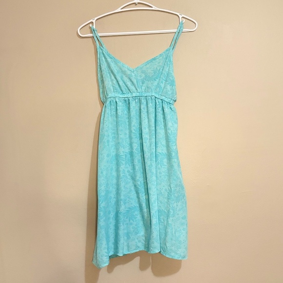 La Vie En Rose Floral Aqua Print Spaghetti Strap Nighty Slip Chamise - Picture 1 of 11